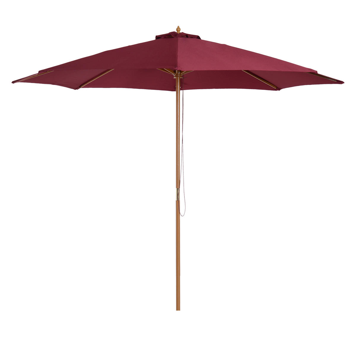 SONNENSCHIRM DE-11353 doppeltes Dach, Holz, 3 m Rot - Rot, Holzwerkstoff (300/300cm) - ComfortXL