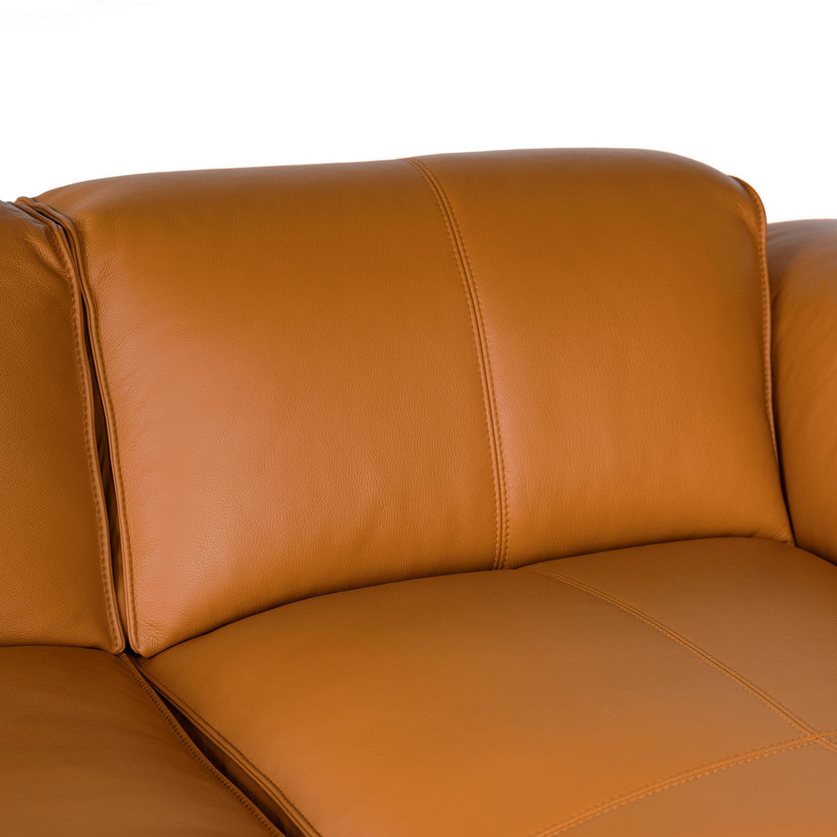 ECKSOFA mit Rundecke - Cognac/Schwarz, Leder/Kunststoff (325/260cm) - home24