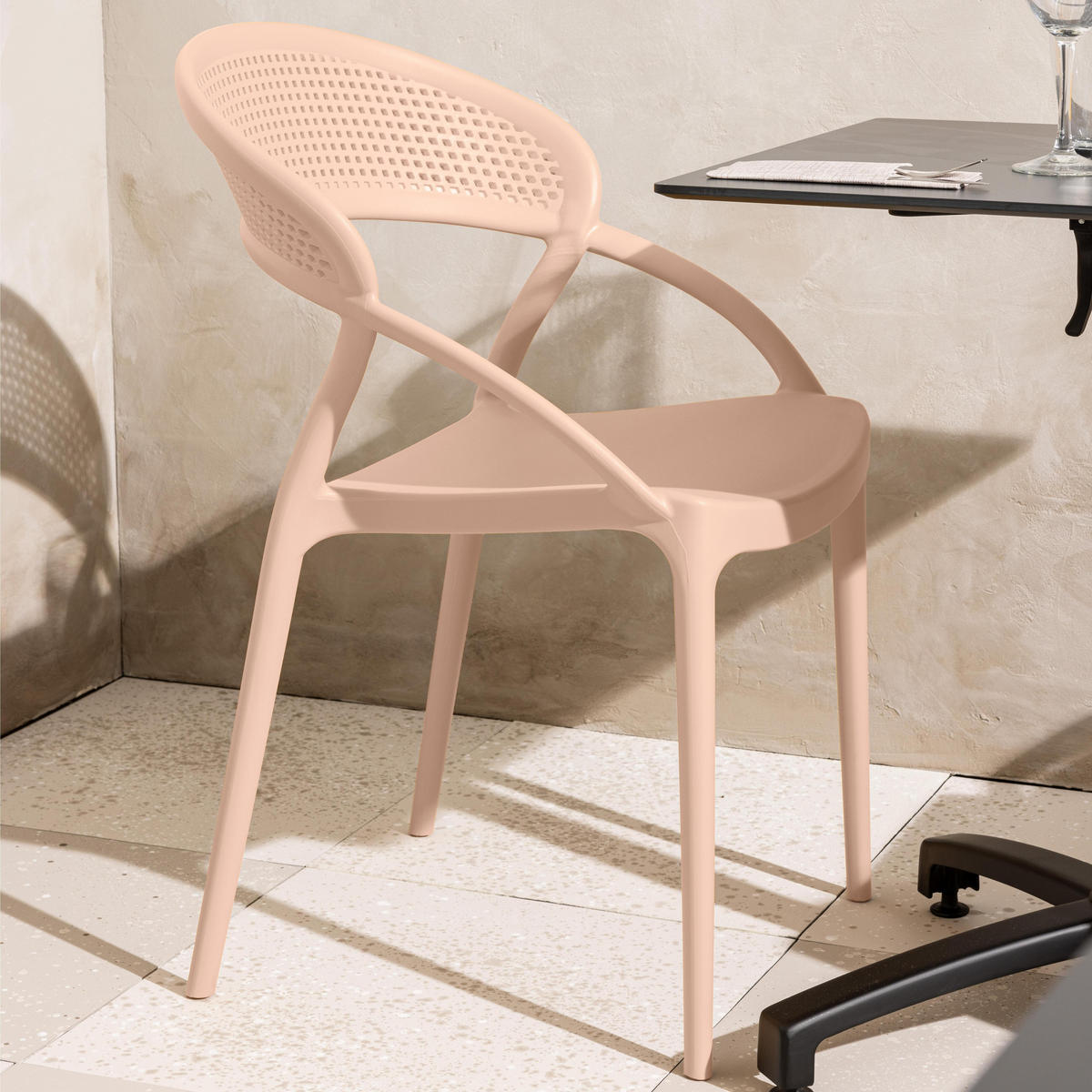 GARTENSTUHL 4-tlg., Rosa - Pink, Kunststoff (53/82/58cm) - Oviala