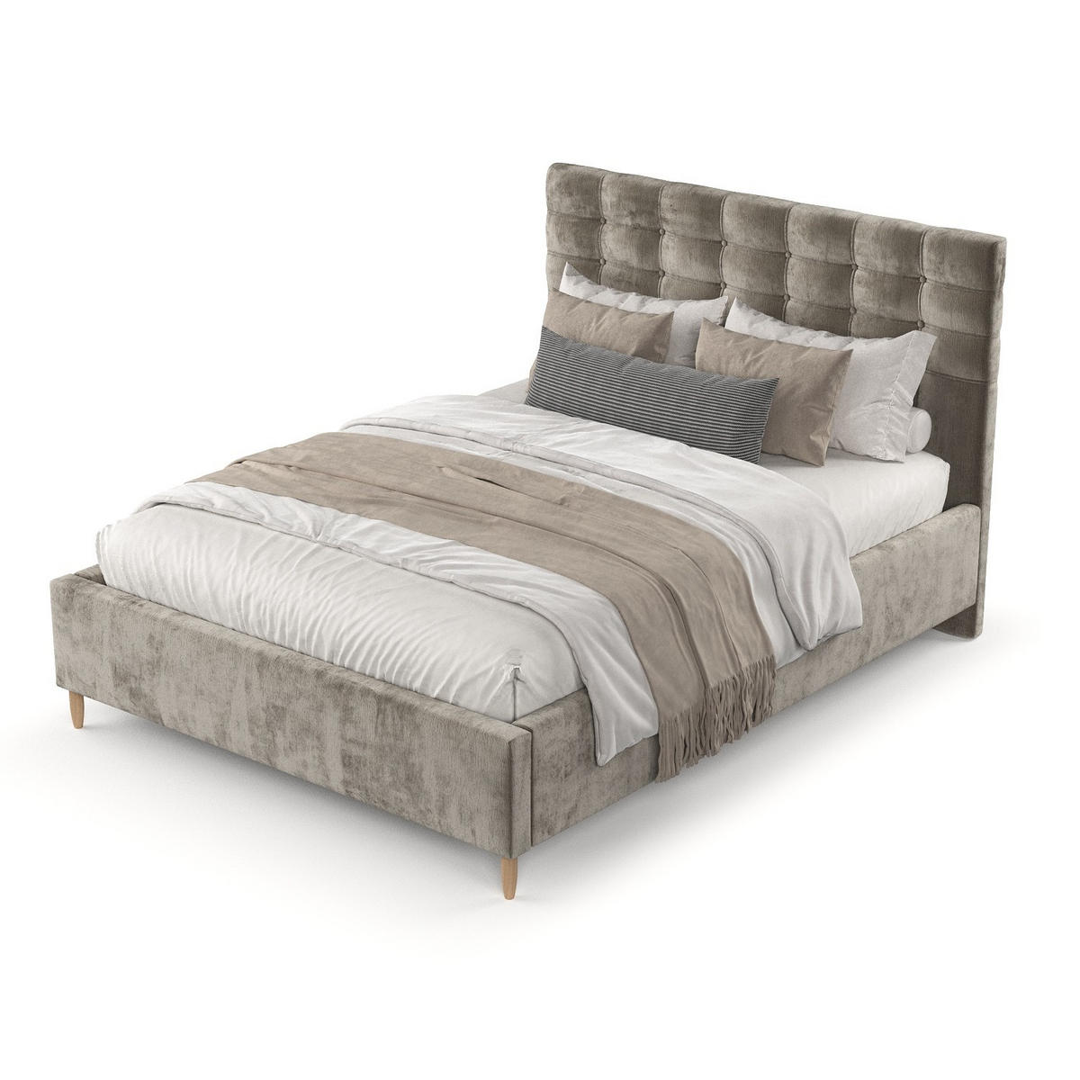 POLSTERBETT Soma 120/200 cm Beige im Lotta Stoff - Beige/Naturfarben, Holz/Holzwerkstoff (120/200cm) - AltaBeds