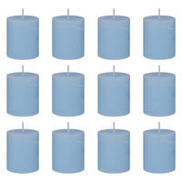 STUMPENKERZE (12er-Set) Rustic Ø6,8 x 13 cm - Hellblau, Paraffin (7/8/7cm) - Butlers