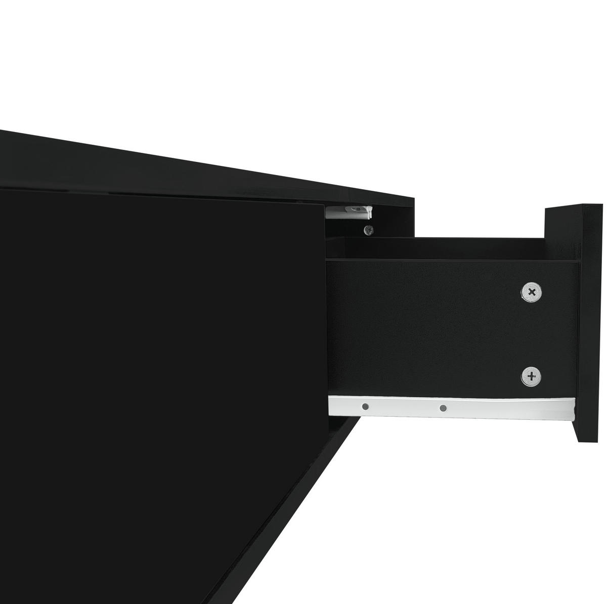 COUCHTISCH 115/55/34 cm in Schwarz Hochglanz mit 2 Schubladen und LED-Beleuchtung - Schwarz, Holzwerkstoff (115/55/34cm) - Flora Grace