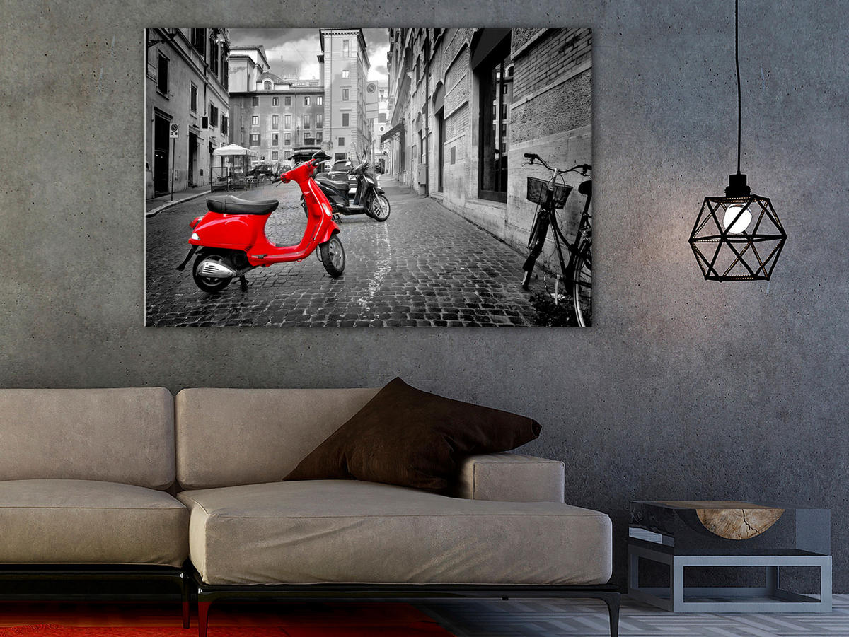 KUNSTDRUCK Schwarz-Weiß 90/60 cm - Rot/Schwarz, Textil (90/60cm) - KUNSTLOFT