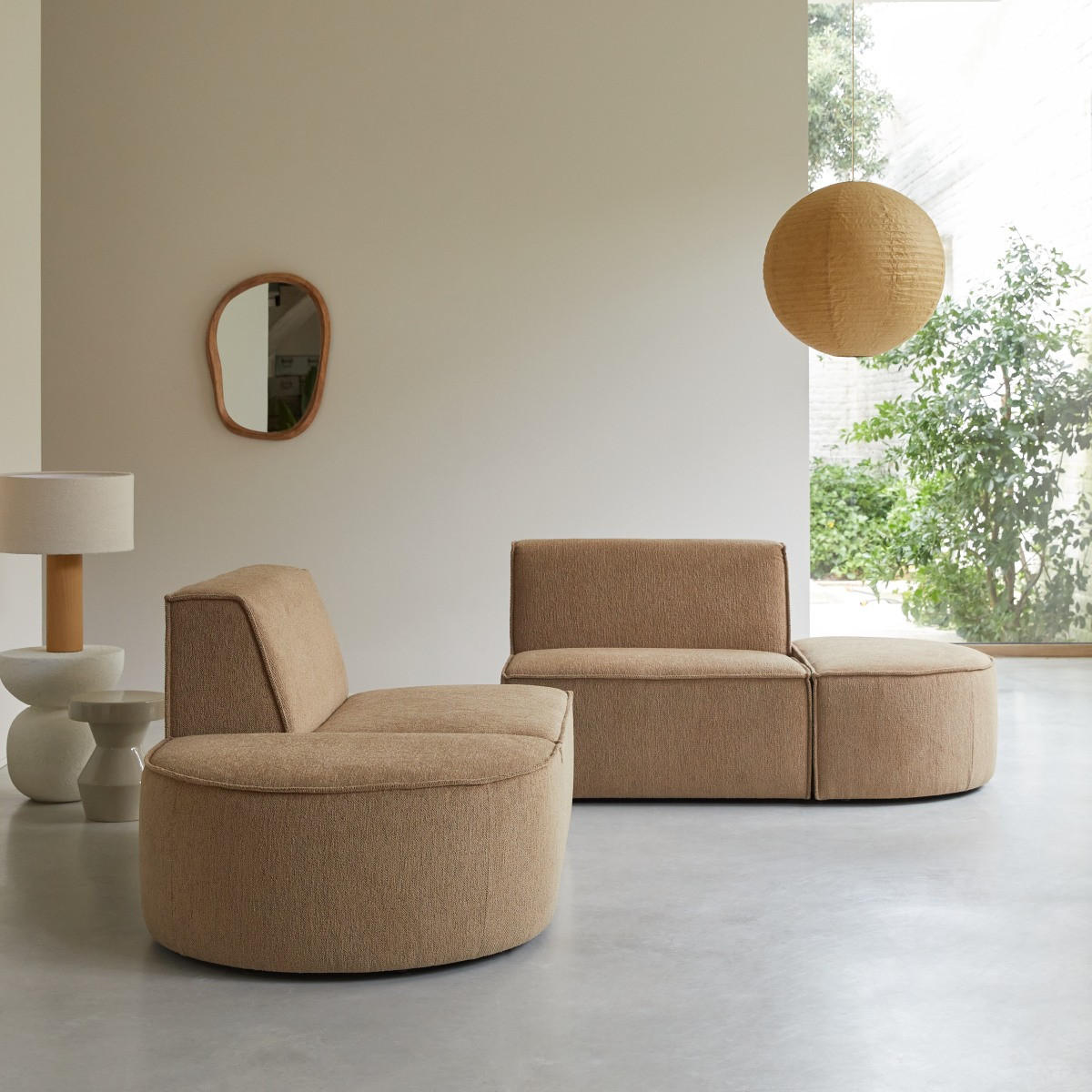 SOFA Dario Braun aus Stoff - Braun, Textil (308/75/93cm) - Tikamoon