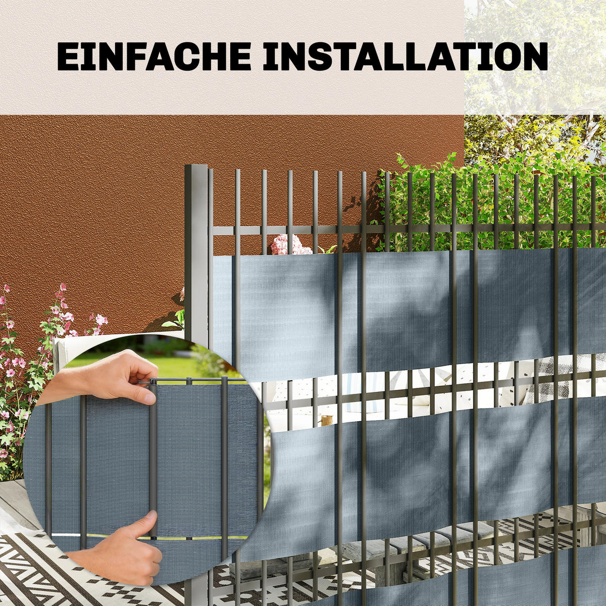 SICHTSCHUTZSTREIFEN Kunststoff Grau - Grau, Kunststoff (1/19cm) - Outsunny