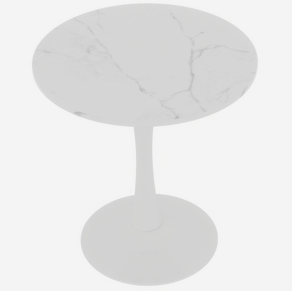 COUCHTISCH 70 cm in Weiß aus Kunstmarmor–rund und vielseitig - Weiß, Stein (70/70/72cm) - Flora Grace