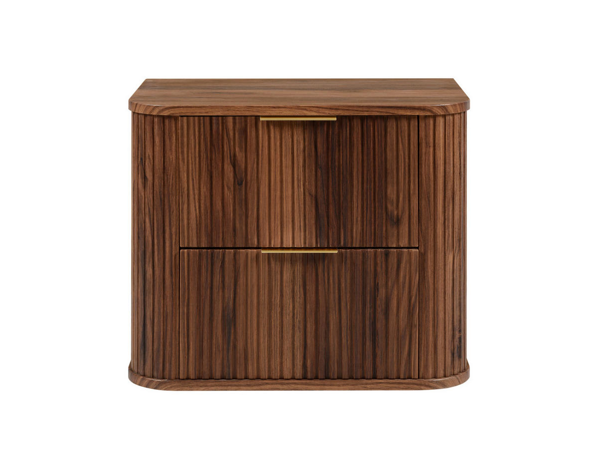 BADEZIMMERSCHRANK, Eiche-Nussbaum, Goldene Griffe, 41,5 x 60 x 51,7 cm - Dunkelbraun/Goldfarben, Holzwerkstoff/Kunststoff (60/51.7/41.5cm) - 3XE LIVING