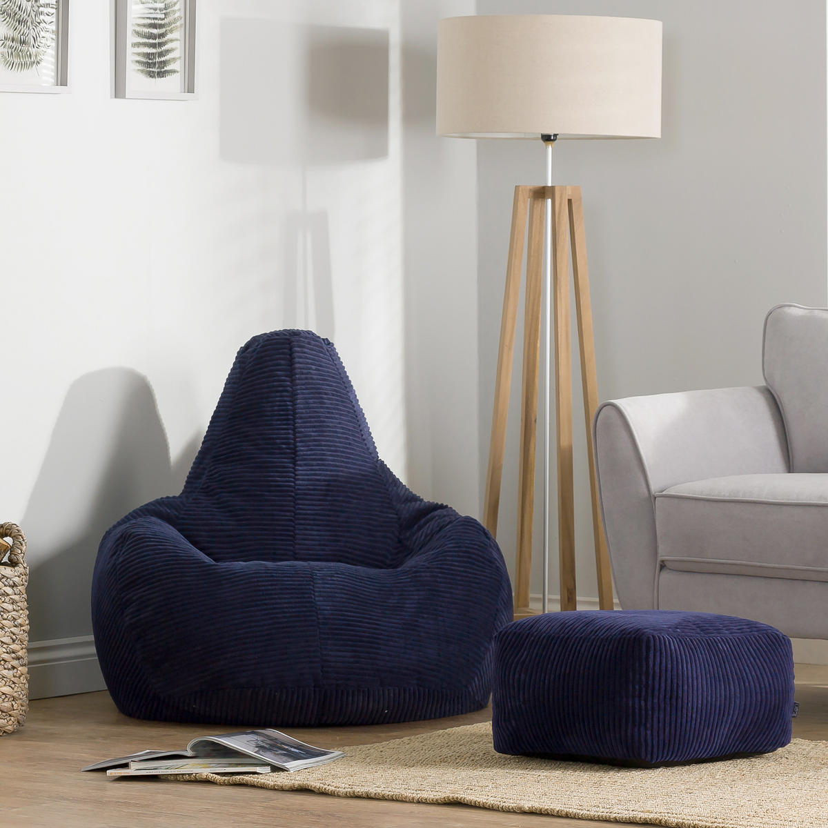 SITZSACK Dalton mit Hocker - Dunkelblau, Textil (90/73/84cm) - icon