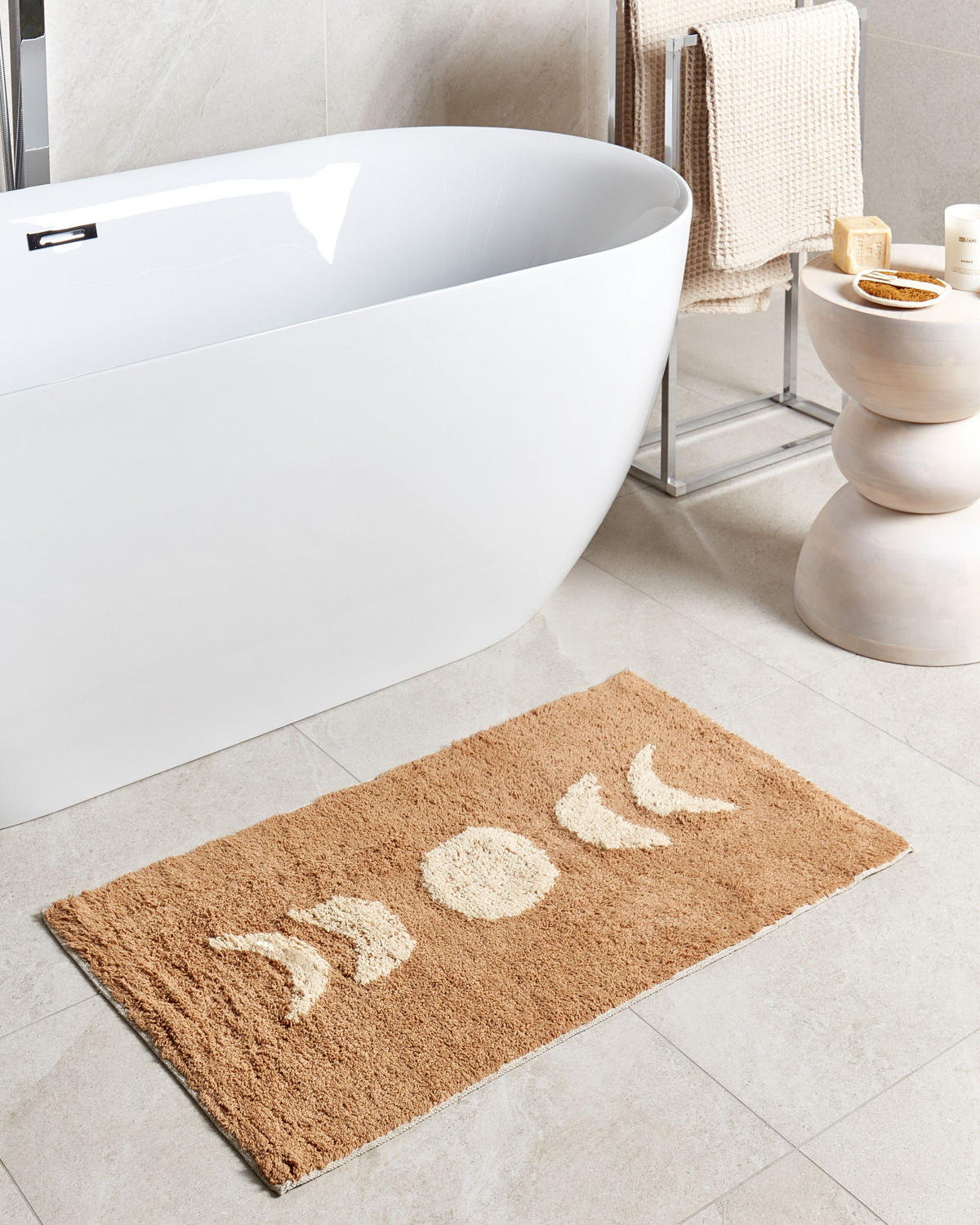 BADEMATTE Braun 50 x 80 cm Esme - Beige/Braun, Textil (50/80cm) - Beliani