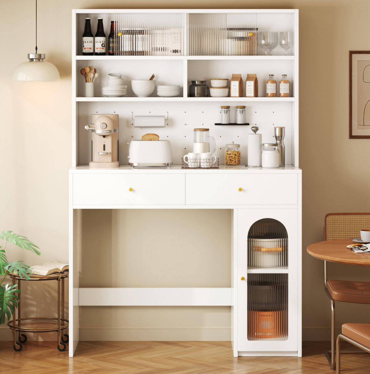 KÜCHENSCHRANK mit Arbeitsfläche 120 x 45 x 180 cm MDF Weiß - Weiß, Holzwerkstoff (45/180/120cm) - Meubliv