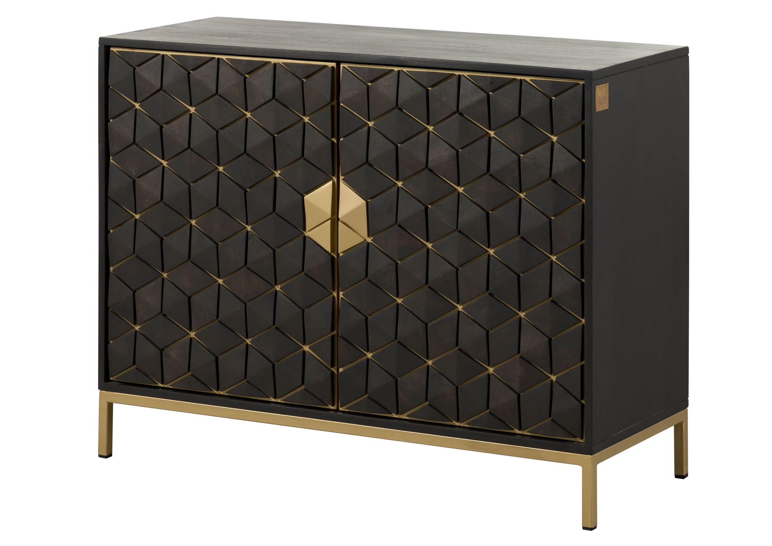 SIDEBOARD Mango 98x40x77 grau geölt DIAMOND #108 - Grau, Holz (98/77/40cm) - Massivmoebel24
