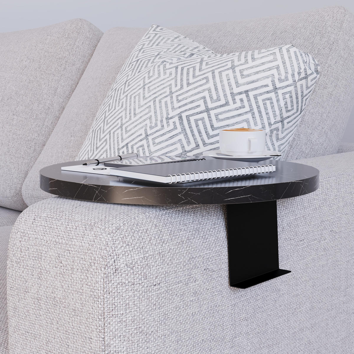 SOFATABLETT Kuleskyd - Schwarz, Holzwerkstoff/Metall (34/13.5/34cm) - [en.casa]