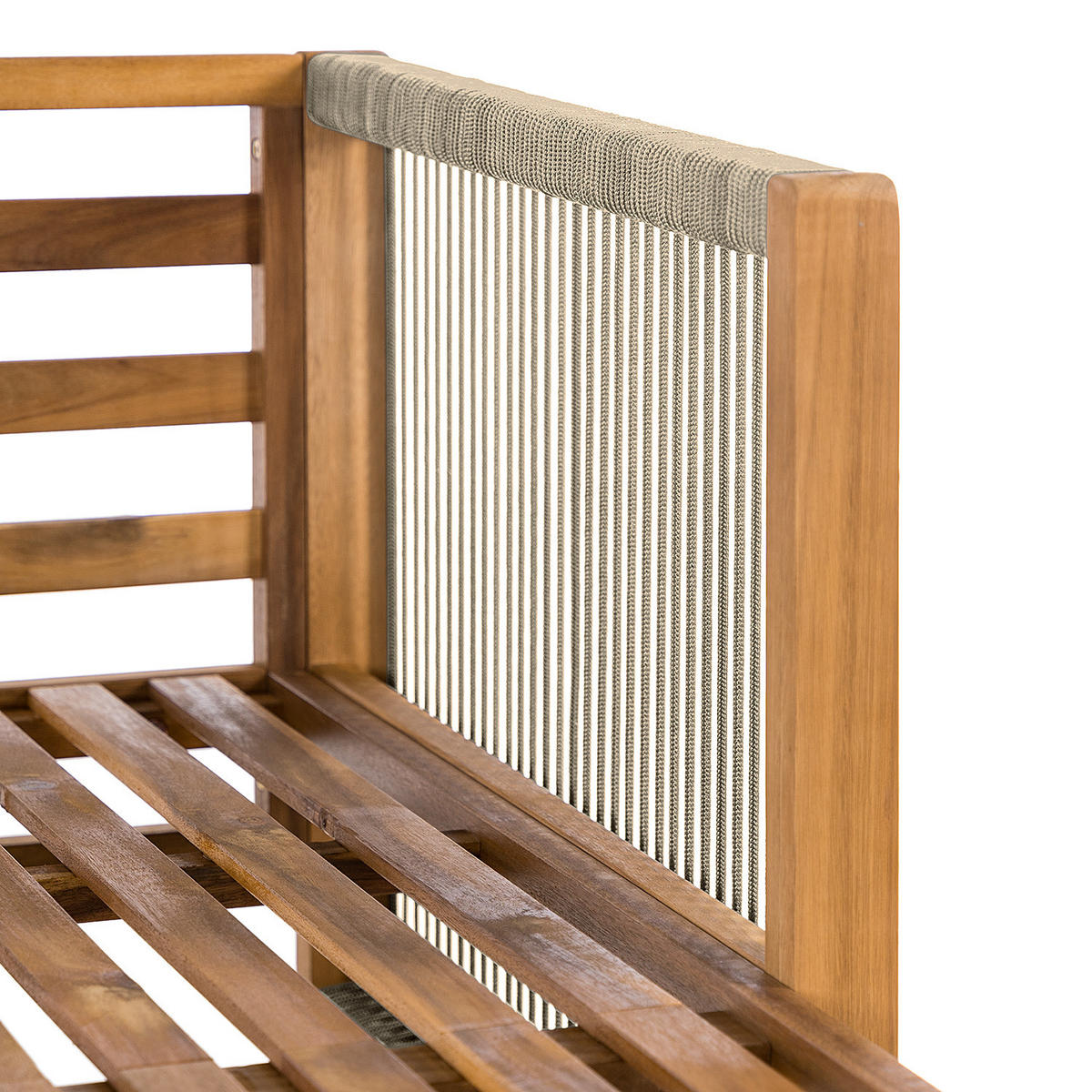 LOUNGESET - Akazie massiv / Polyester - 3-teilig - Beige/Braun, Holz/Textil - home24