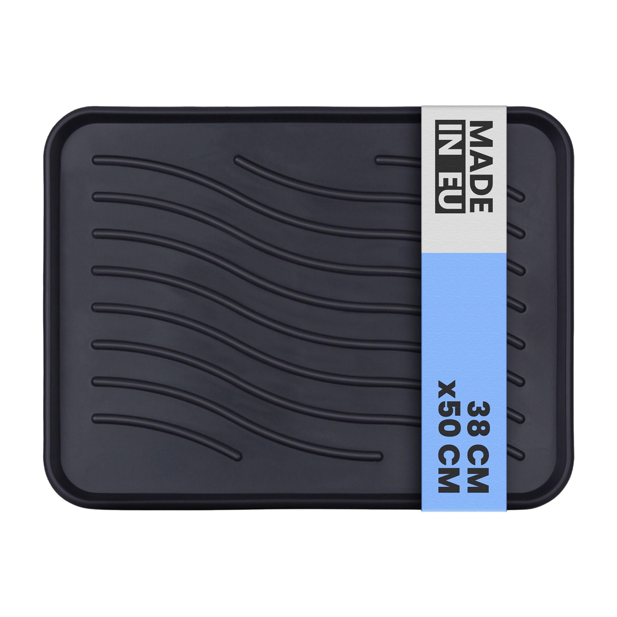 SCHUHABTROPFSCHALE mit hohem Rand (50x38x2,5cm) Schuhablage - wasserdichte Schuhwanne und Abtropfunterlage für Schuhe - Schwarz, Kunststoff (38/50cm) - Bestlivings