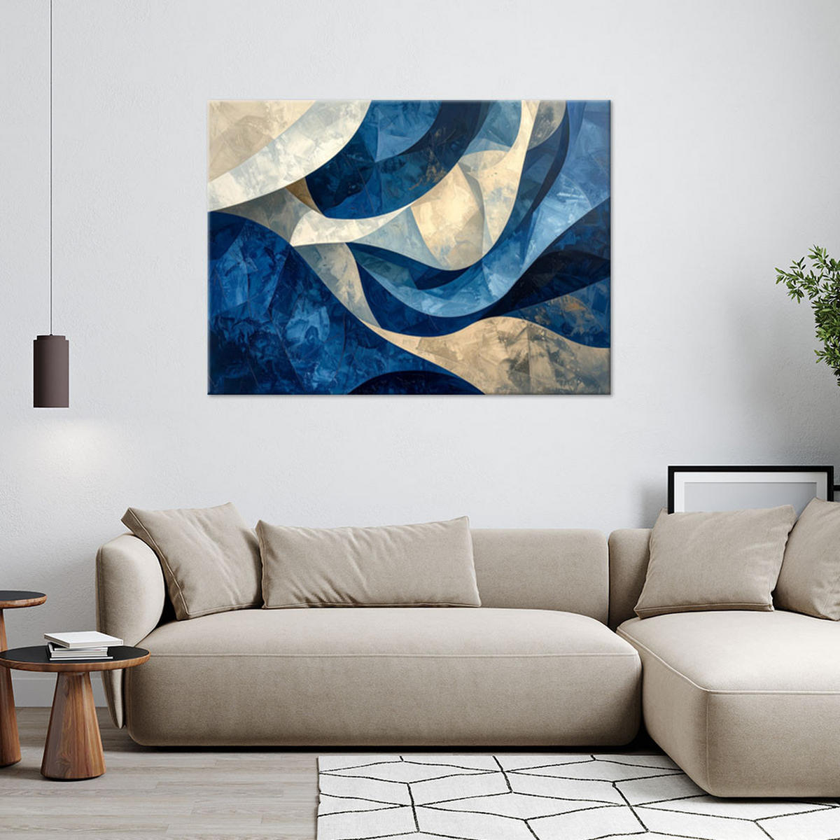 LEINWANDBILD Abstraktion 120x80cm - Blau, Textil (120/80cm) - Feeby