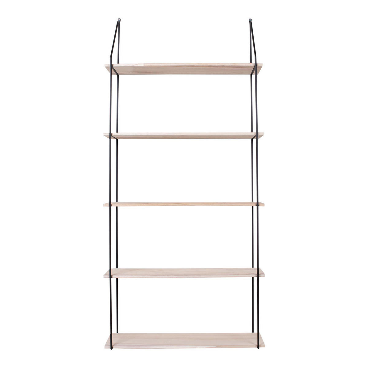 REGAL Eindhoven Stahl, Paulownia Schwarz / Natur - Naturfarben, Holz (65/145/17cm) - tinkaro