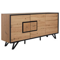 SIDEBOARD - Eiche Dekor / Schwarz - Schwarz/Braun, Holzwerkstoff/Metall (160/75/40cm) - home24