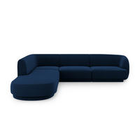 ECKSOFA links Miley aus Samt königsblau 6 Sitzplätze - Blau, Textil (248/255cm) - Micadoni