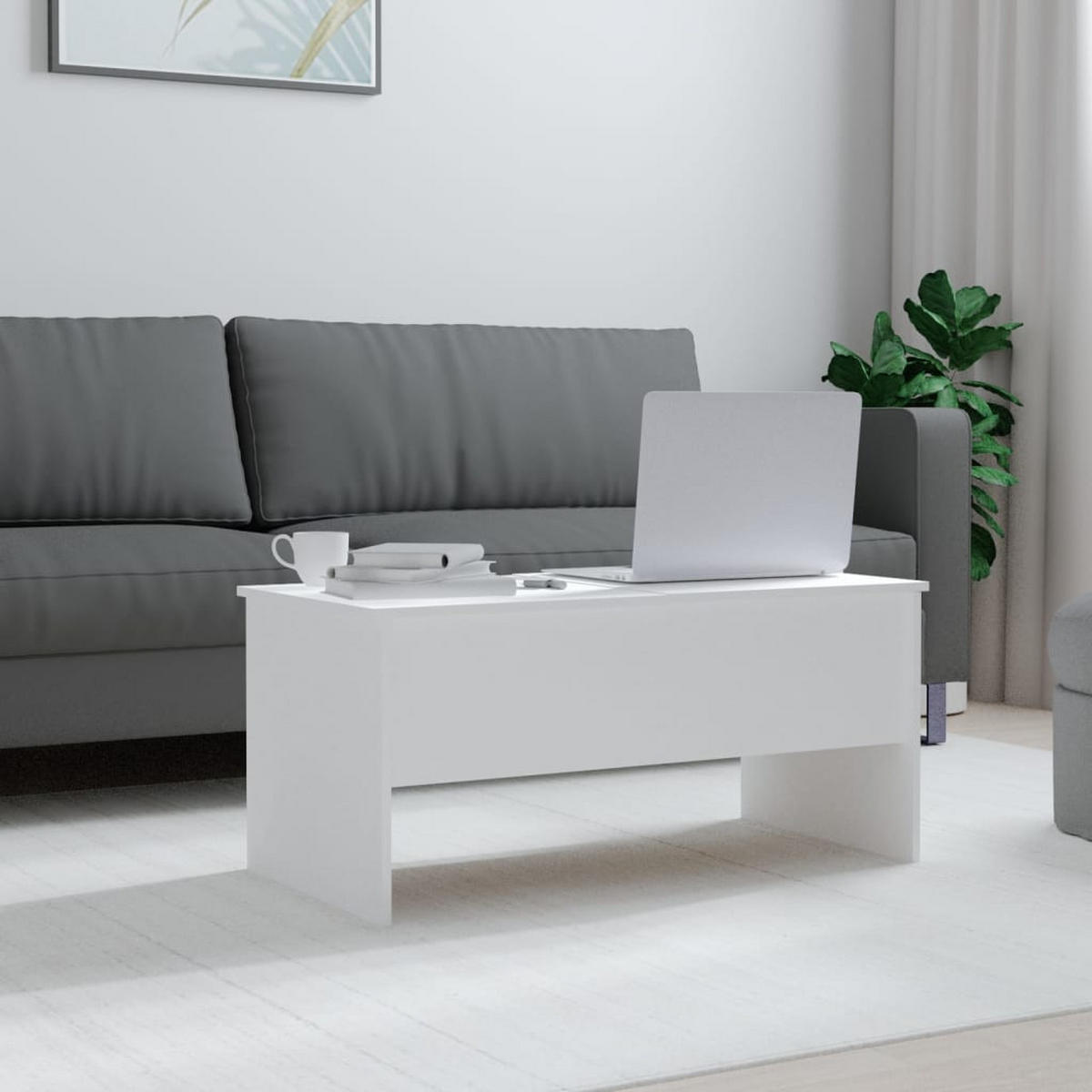 COUCHTISCH Weiß 102x50,5x46,5 cm Holzwerkstoff - Weiß, Holzwerkstoff (102/50.5/46.5cm) - furnicato