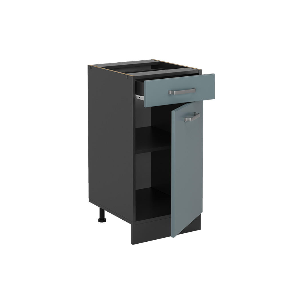 KÜCHENUNTERSCHRANK R-Line Blau-Grau 40 cm AP Marmor - Anthrazit/Blaugrau, Holzwerkstoff (40/81.6/60cm) - Vicco