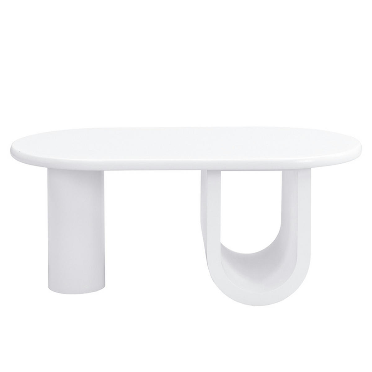 COUCHTISCH Moderner ovaler mit Stauraum und stabilen Beinen - Weiß, Holz (109.86/63.5/42cm) - FLIEKS