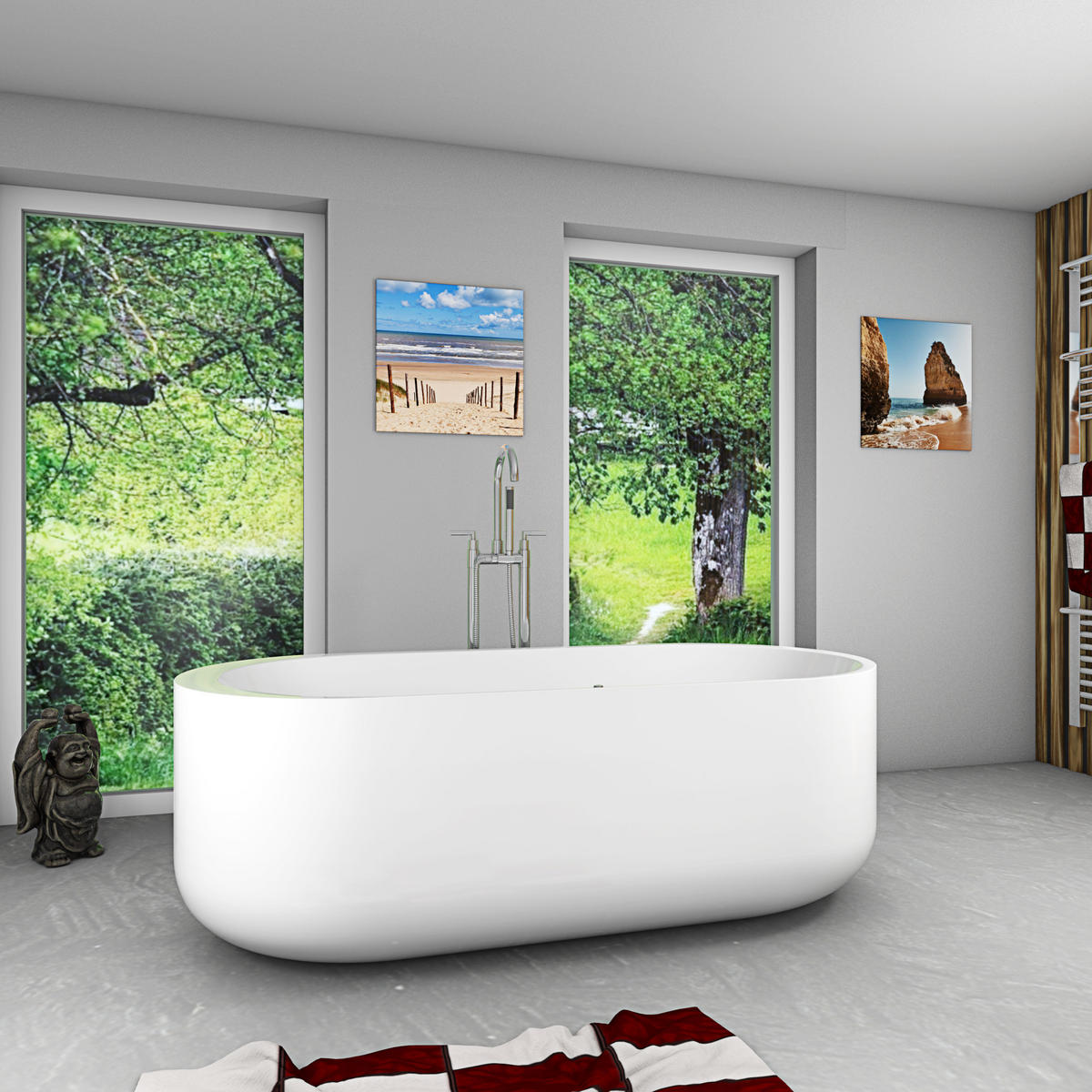 WHIRLPOOL freistehend F16 Armatur AF03 - Weiß, Glas/Kunststoff (80/58/170cm) - AcquaVapore by Sandra Jentho