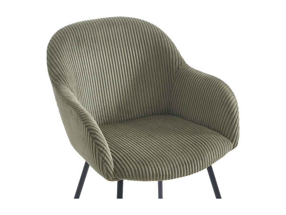 STUHL mit Armlehnen 2er-Set - Cord & schwarzes Metall - Kaki - MARENZIA - Grün, Textil (58/82.5/62cm) - Vente-Unique