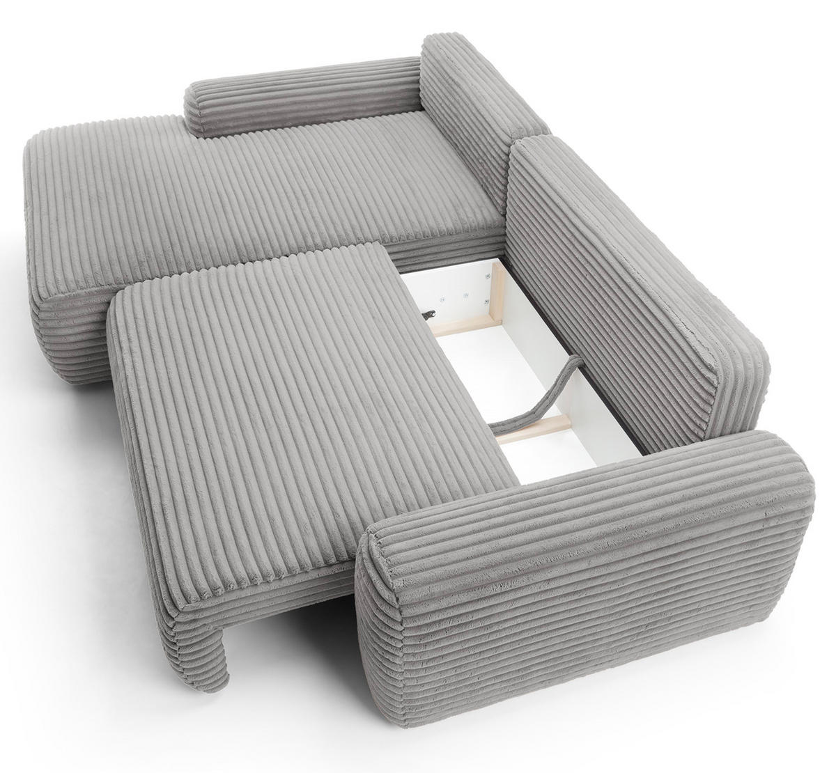 ECKSOFA Alferia Greige mit Cordbezug - Taupe/Schwarz, Kunststoff/Textil (264/162cm) - Selsey