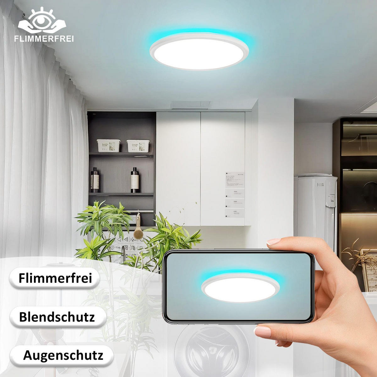 LED-DECKENLEUCHTE Machamer 30/30/2.7cm - Weiß, Kunststoff (30/30/2.7cm) - Nettlife