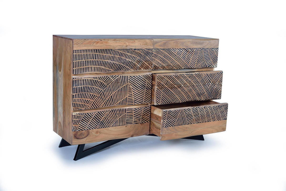 KOMMODE aus Akazienholz und Metallbeinen - Braun, Holz (125/86/40cm) - Giner y Colomer