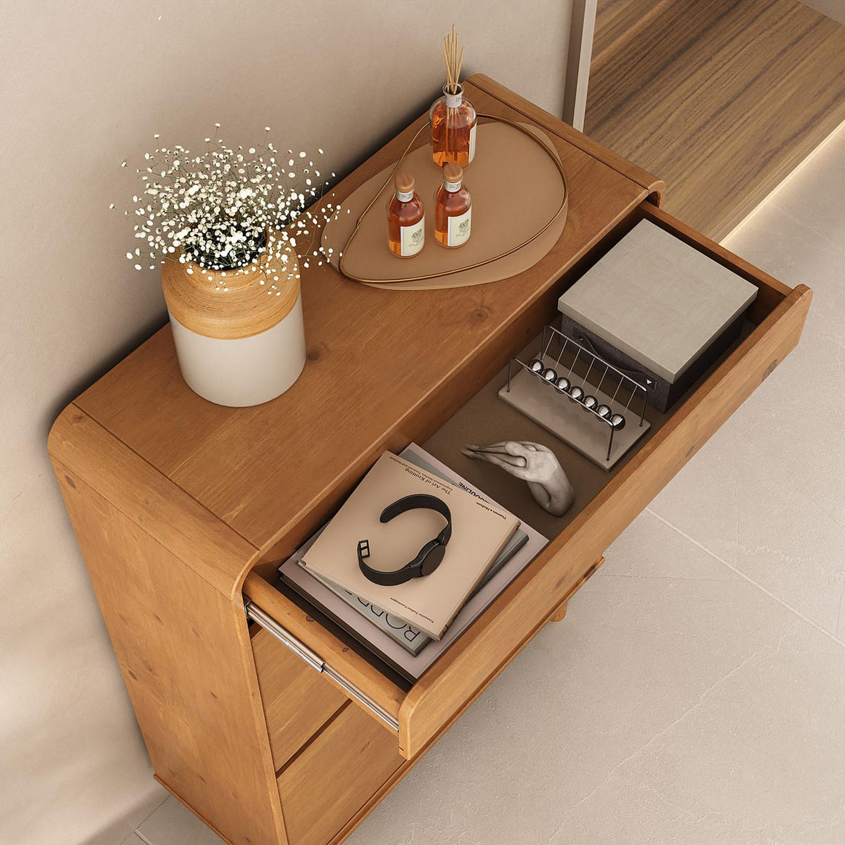 SCHUHKIPPER NAEL - Eichefarben, Holz (80/114/30cm) - IDIMEX