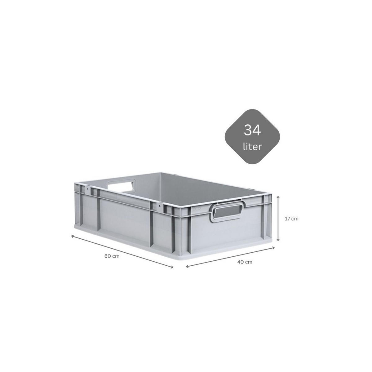 EUROBOX 5x Nextgen Economy Mit Auflagedeckel Grau/Schwarz Griffe Offen 34 Liter - Schwarz, Kunststoff (40/17/60cm) - PROREGAL