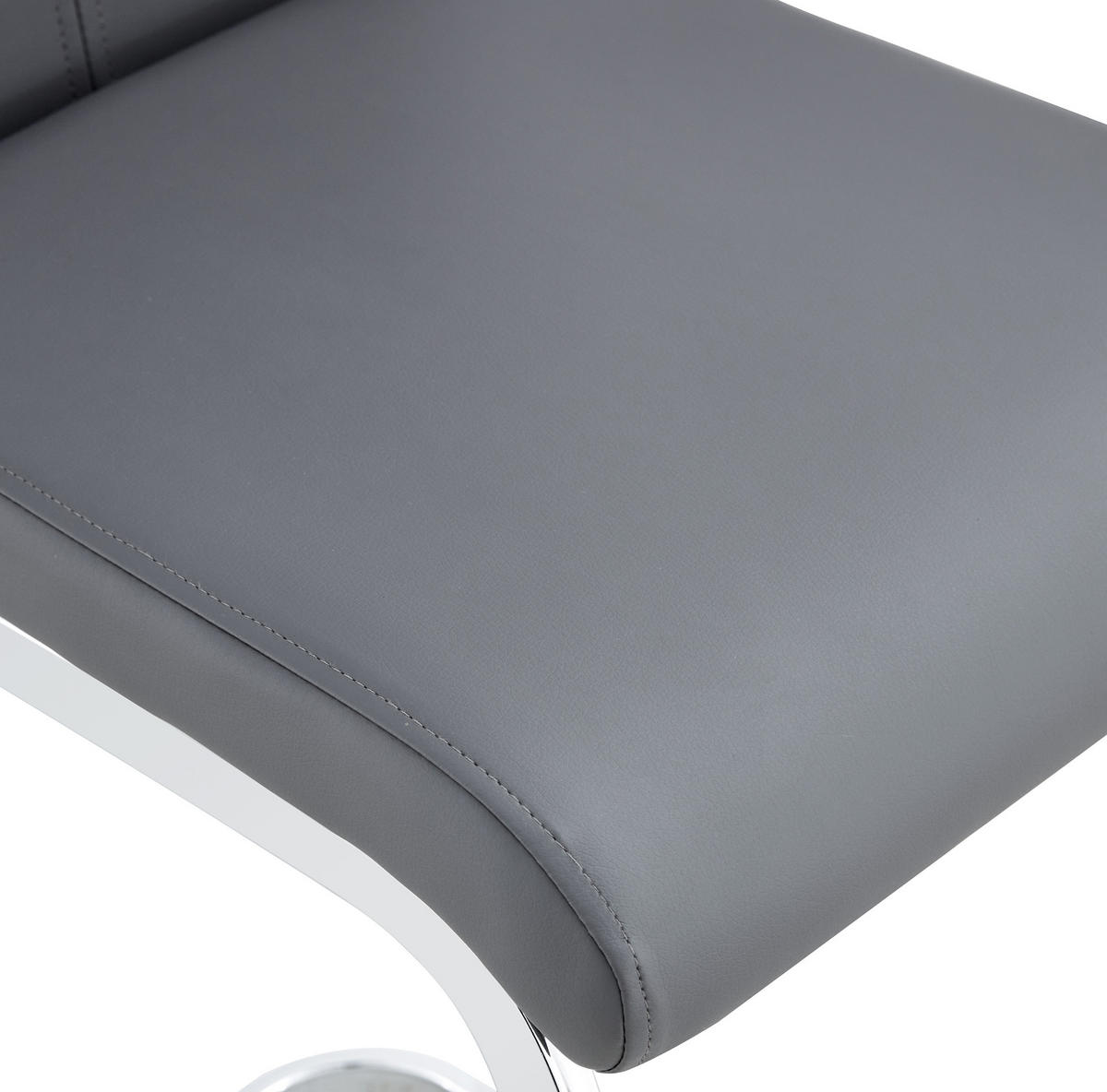 BARHOCKER 2er-Set 96,5 cm PU-Leder Dunkelgrau/Silber - Dunkelgrau, Metall (46.5/96.5/38.9cm) - Meubliv