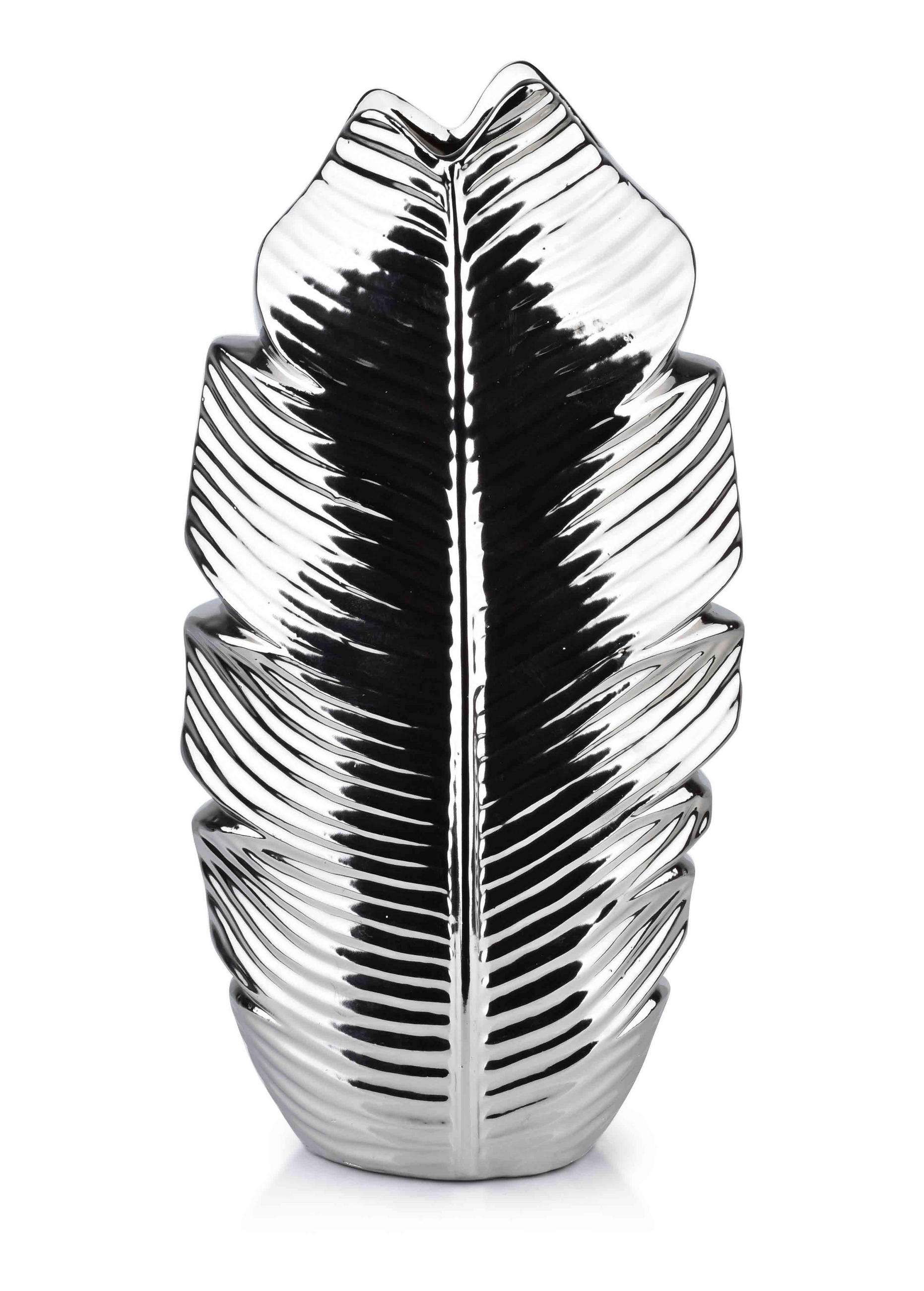 VASE Leaf Silber 17/7.5/35 cm Keramik - Silberfarben, Keramik (35cm) - Mondex
