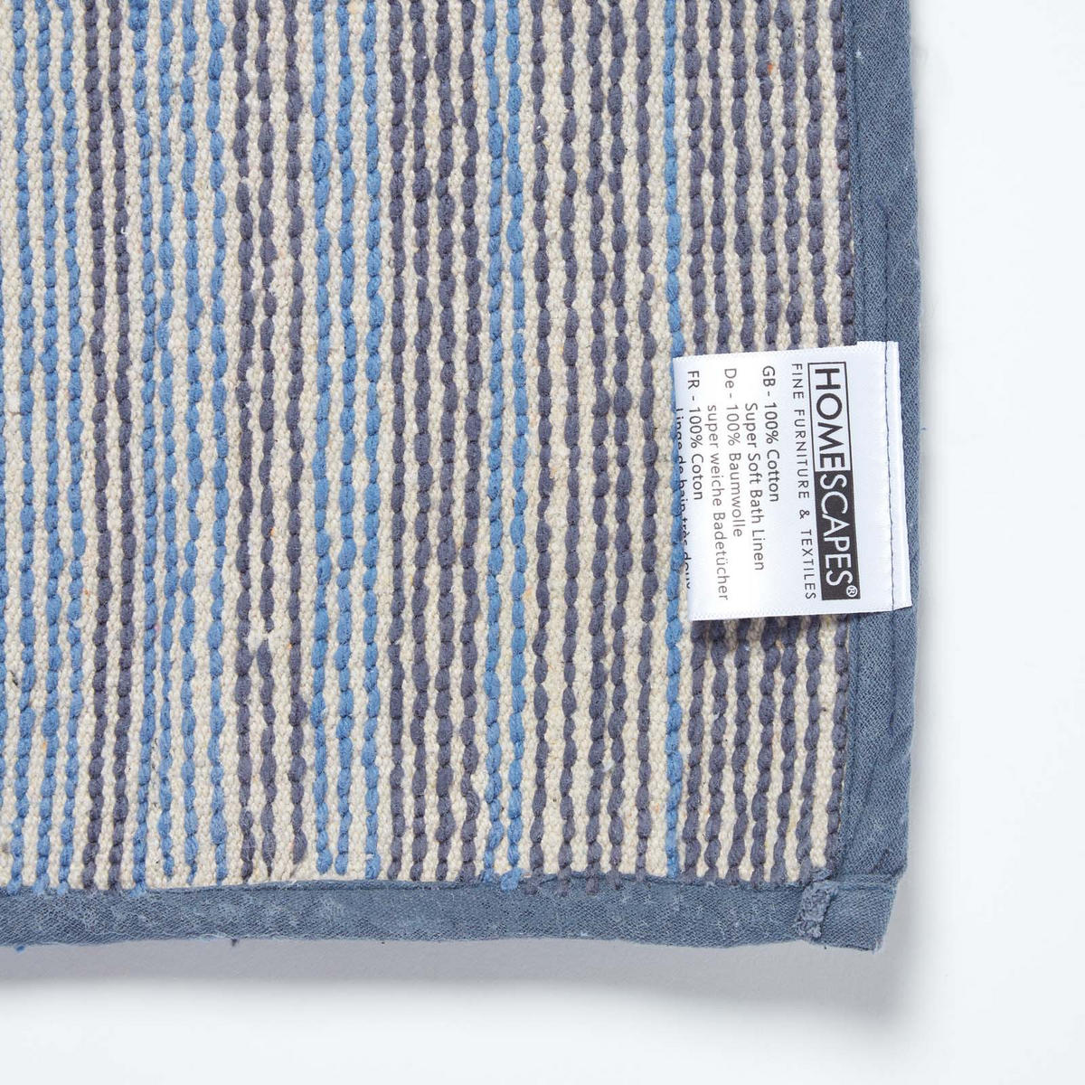 BADEMATTE 50/80 cm gestreift, Baumwolle - Blau, Textil (50/80cm) - Homescapes