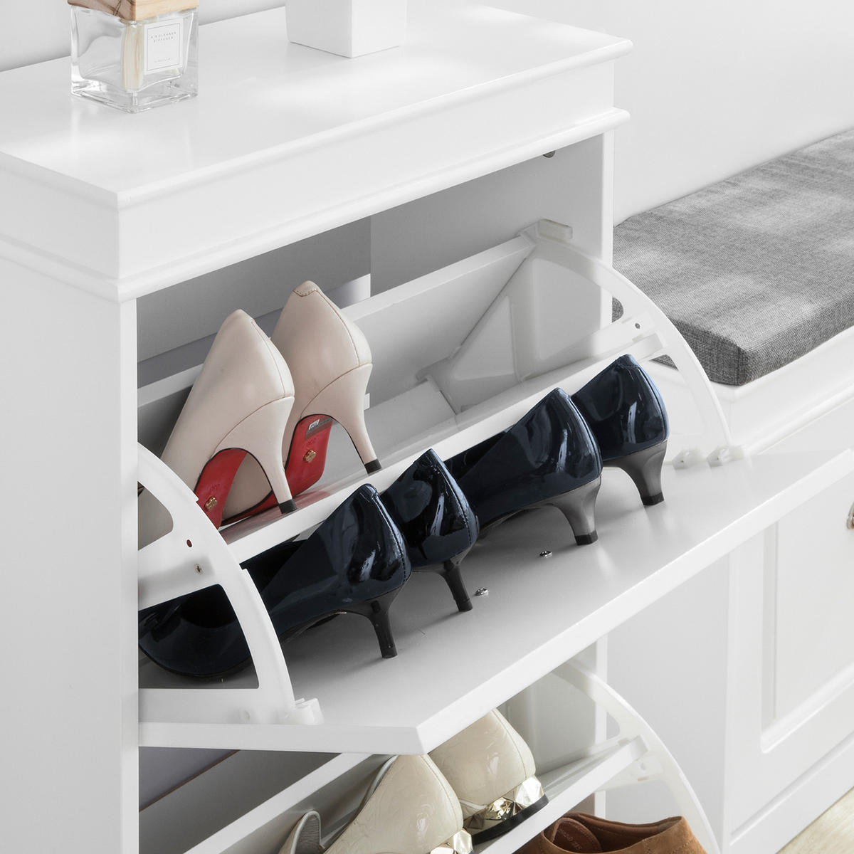 SCHUHSCHRANK Weiß - Weiß, Holzwerkstoff (53/82/24cm) - SoBuy