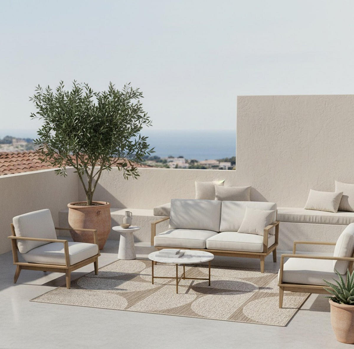 DESIGN Teppich für Innen und Außen beige - Beige, Textil (160/230cm) - AFK Living
