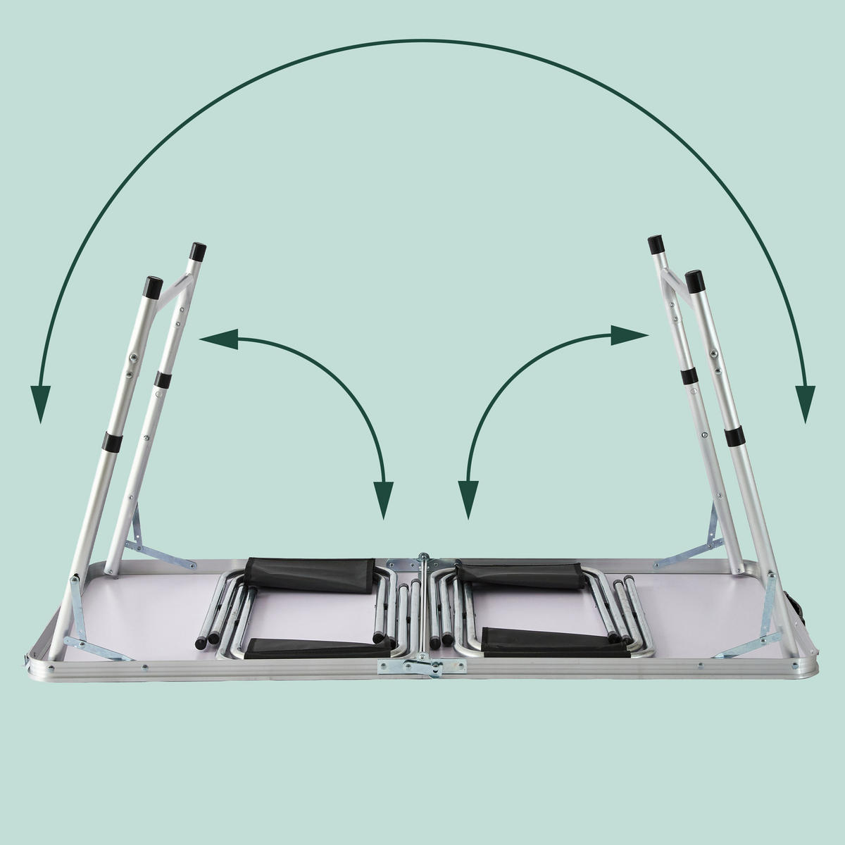 CAMPINGTISCH-SET - Weiß, Holzwerkstoff/Textil (60/120/71cm) - Relaxdays