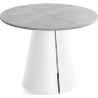 ESSTISCH Lamio runder ausziehbarer, Grauer Beton 100-180/100/76 cm - Hellgrau/Weiß, Holzwerkstoff/Metall (100/100/76cm) - WFL GROUP