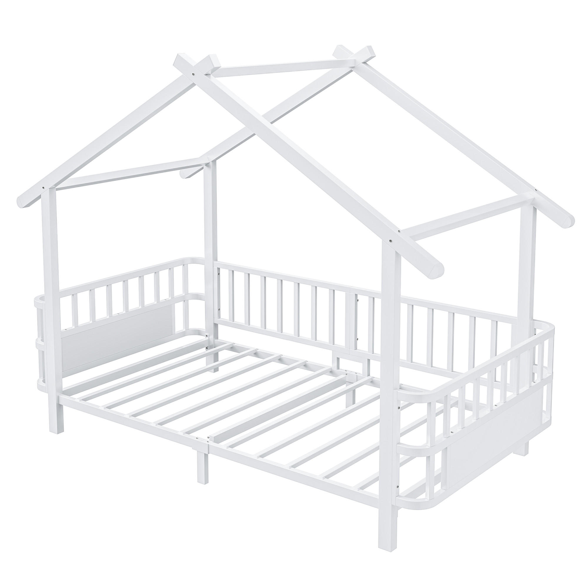 HAUSBETT 90/200 cm DE-32632 mit Sicherheitsgitter Weiß - Weiß, Metall (90/200cm) - ComfortXL