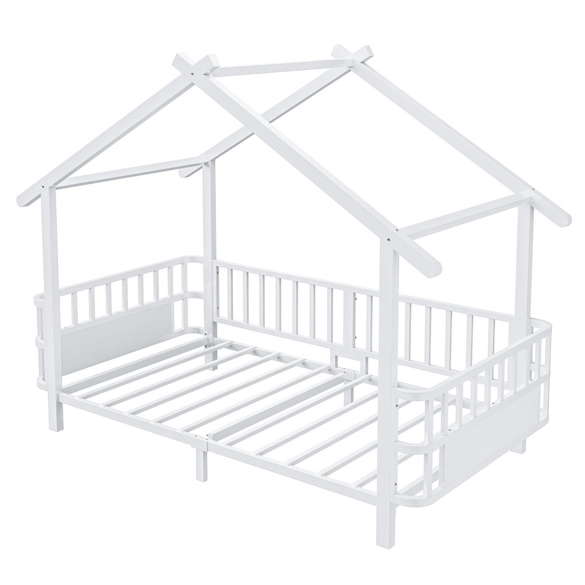 HAUSBETT 90x200 Metall Sicherheitsgitter Weiß - Weiß, Metall (90/200cm) - FLIEKS