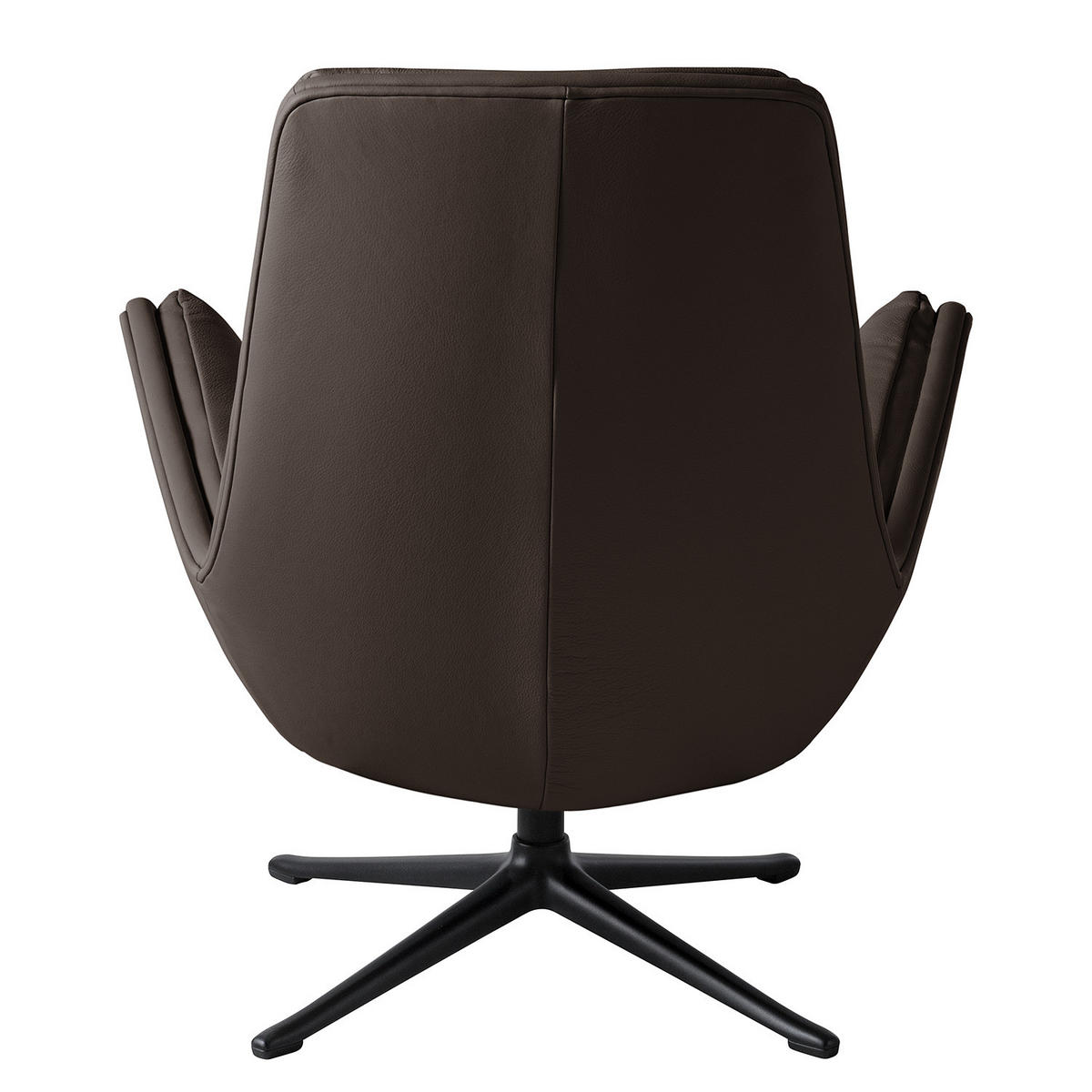 SESSEL mit Kreuzfuß - Dunkelbraun/Schwarz, Leder/Metall (83/95/97cm) - home24