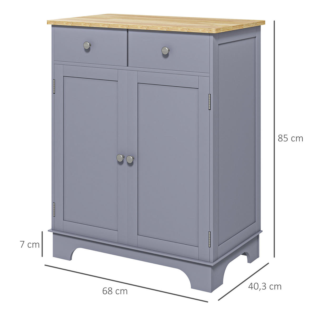 SIDEBOARD DE-11096 2 Schubladen Grau/Naturholz - Grau, Holzwerkstoff (68/85/40.3cm) - ComfortXL