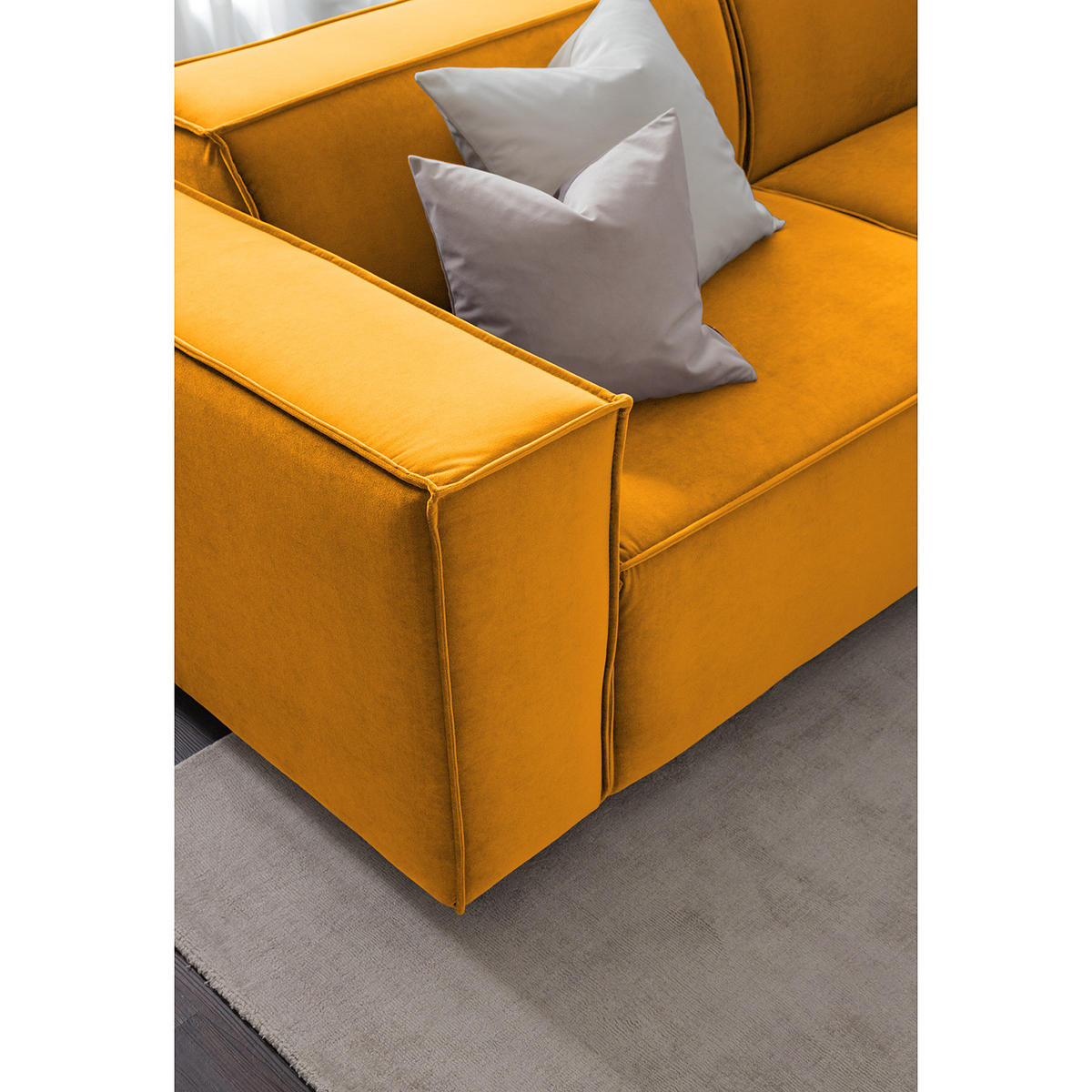 ECKSOFA mit Longchair - Gelb/Schwarz, Kunststoff/Textil (294/177cm) - home24