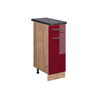 KÜCHENUNTERSCHRANK R-Line Rot Hochglanz 30 cm , AP Anthrazit - Honigeiche/Bordeaux, Holzwerkstoff (30/81.6/60cm) - Vicco