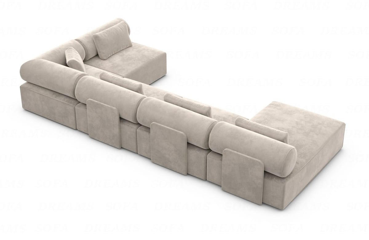 WOHNLANDSCHAFT Cipriani Sand Samtstoff - Sandfarben, Kunststoff (400/77/200cm)