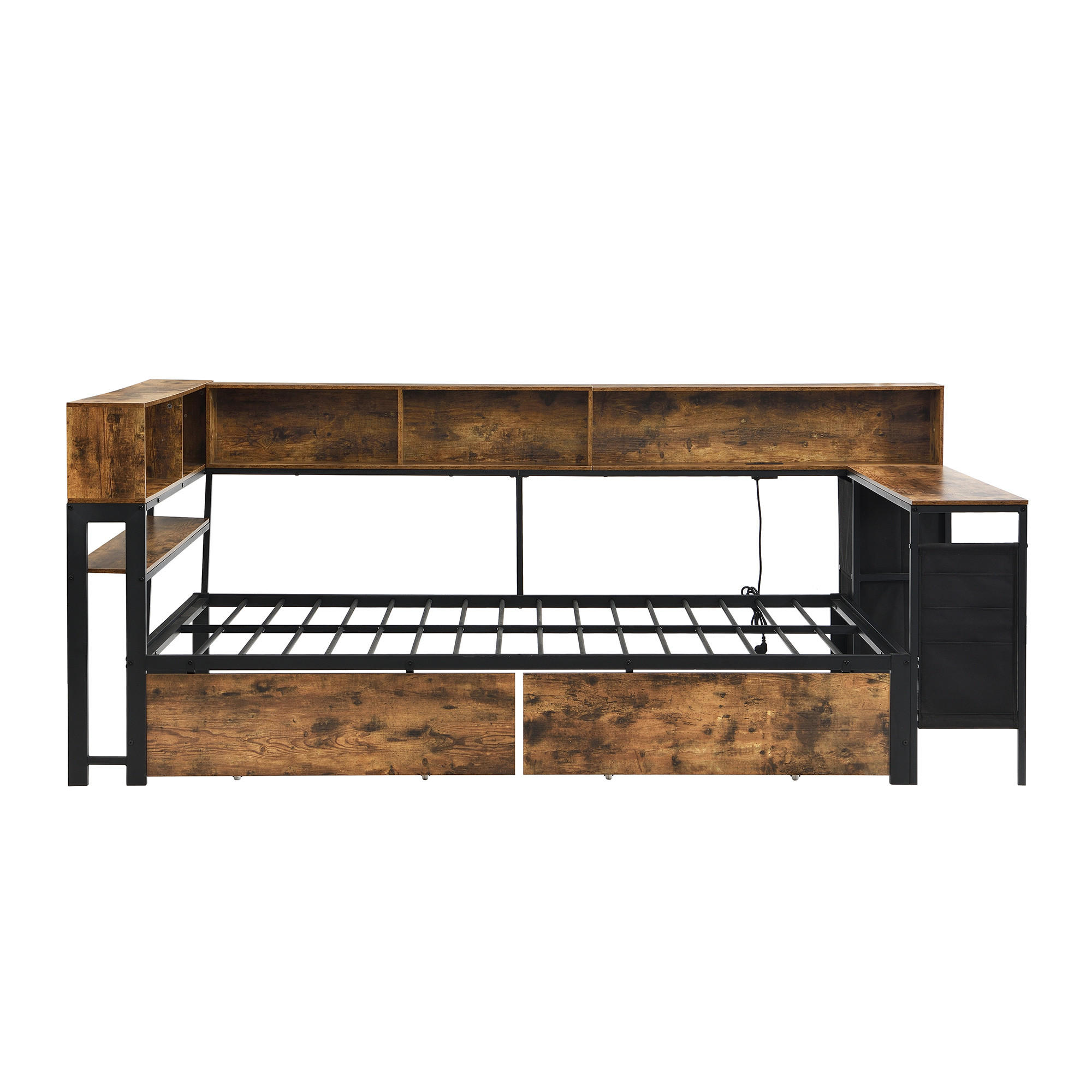 XXXLutz Metallbett Schwarz, Natur