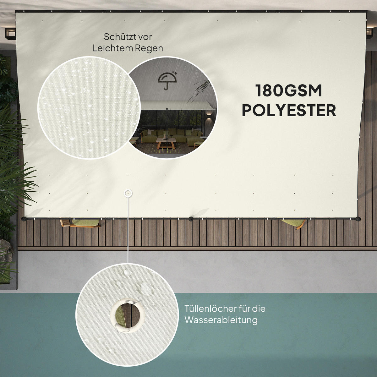 ANBAUPAVILLON Pergola mit Dach - Creme, Metall (298/253/491cm) - Outsunny