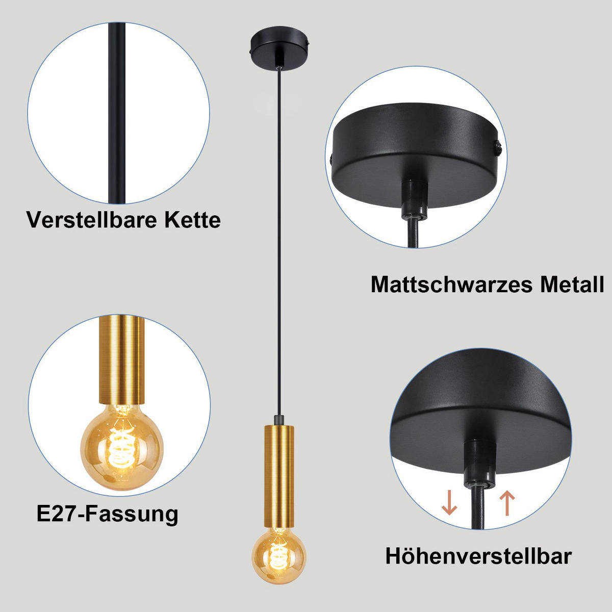 ZÁVĚSNÉ světlo Yalew 139,7/8/8 cm - černá, kov (139.7/8/8cm) - Nettlife