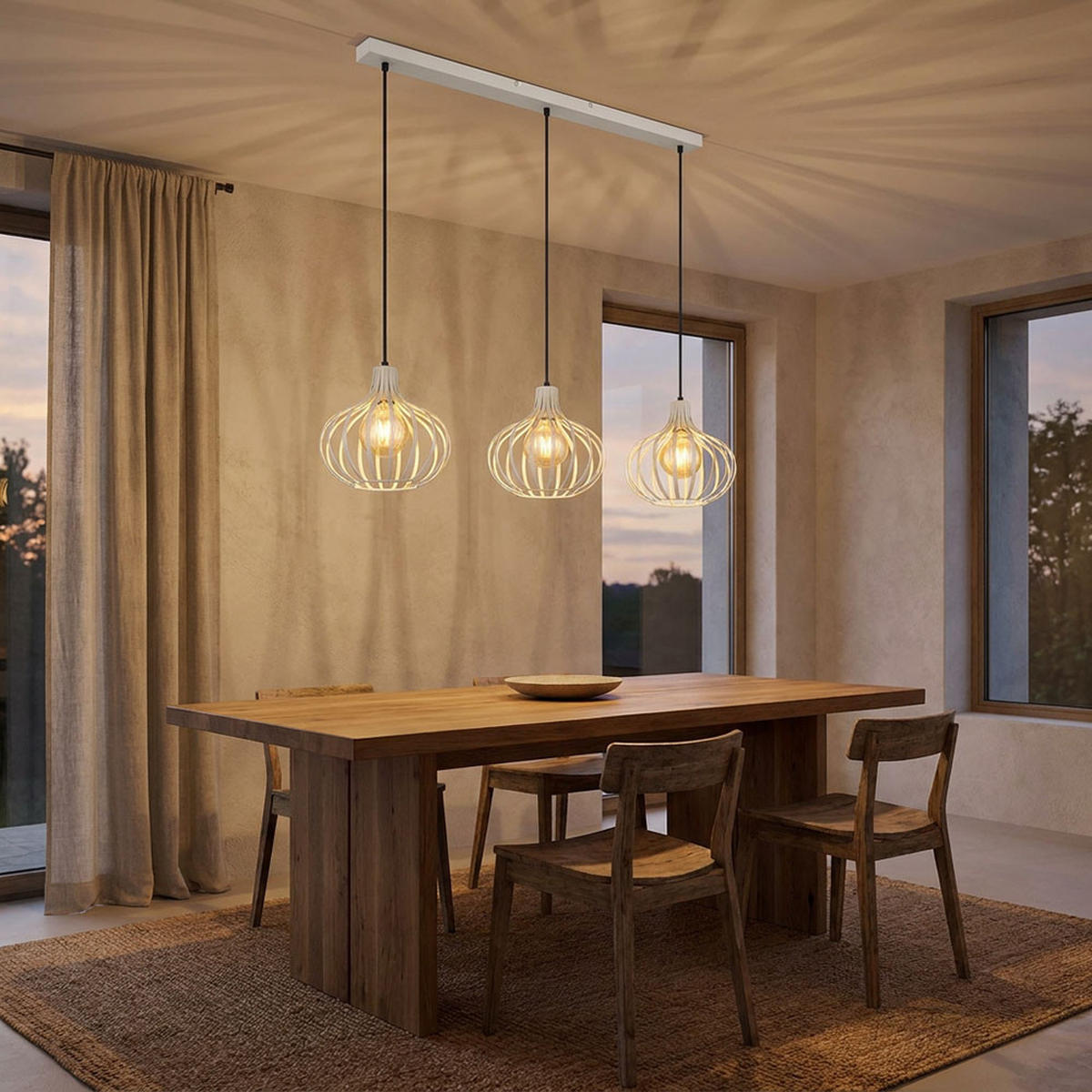 HÄNGELEUCHTE Metall creme sandfarben Gitter Design - Bernsteinfarben, Glas (103/25/150cm) - Globo Lighting